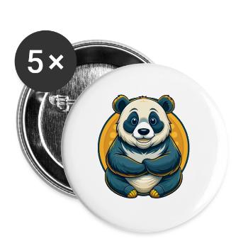 Panda Kawaii Maskottchen-Cartoon-Charakter-Clipart-Logo - Buttons groß 56 mm (5er Pack) - Weiß - Vorne