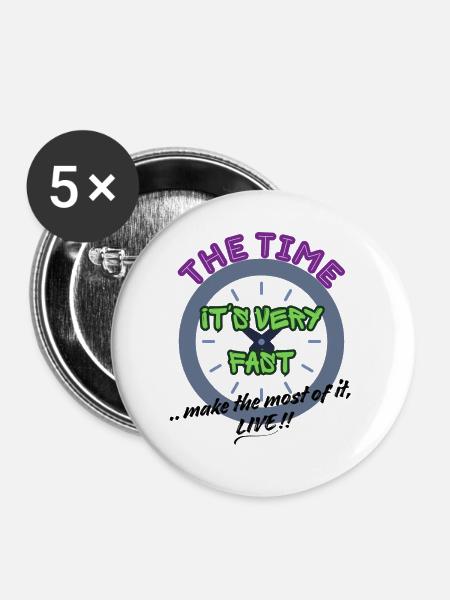 Die Zeit ist sehr schnell - Buttons groß 56 mm (5er Pack) - Weiß