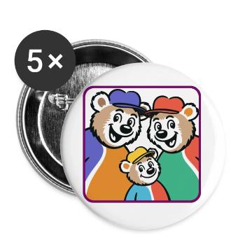 Bear family in bright colors - Buttons large 2.2''/56 mm (5-pack) - white - Front