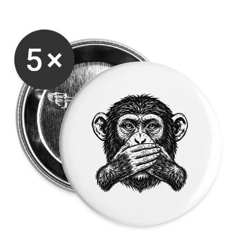 Monkey Say Nothing - Buttons large 2.2''/56 mm (5-pack) - white - Front
