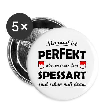 Rote Spessart Schildformen mit Weißzacken - Buttons groß 56 mm (5er Pack) - Weiß - Vorne