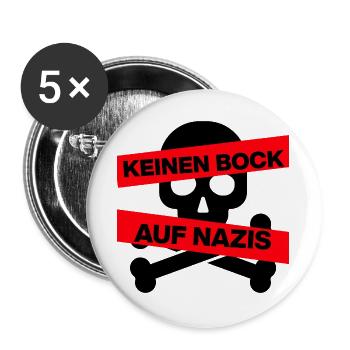 KEINEN BOCK AUF NAZIS, NO NZS, NO AFD, SCHWARZ - Buttons groß 56 mm (5er Pack) - Weiß - Vorne