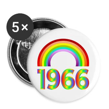 Regenbogen - 60. Geburtstag 1966 - Buttons groß 56 mm (5er Pack) - Weiß - Vorne