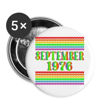 Septembre 1976, 50e anniversaire Regenbogen - Lot de 5 grands badges (56 mm) - blanc - Devant