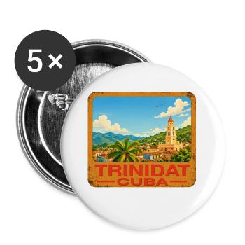 Trinidad Cuba - Buttons large 2.2''/56 mm (5-pack) - white - Front