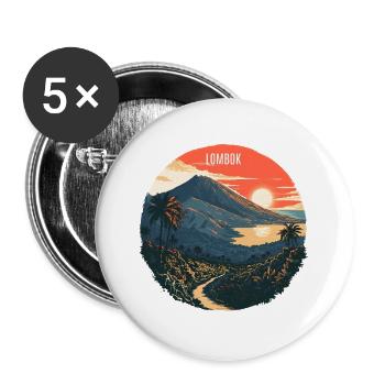 Lombok Volcanic Landscape Sunset - Buttons large 2.2''/56 mm (5-pack) - white - Front