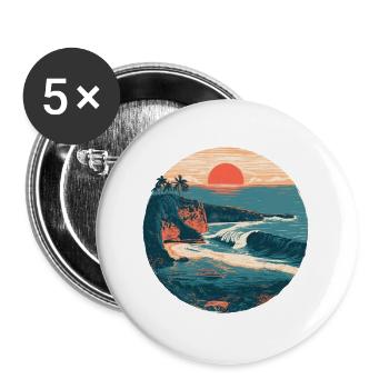 Sunset Coast Rétro - Lot de 5 grands badges (56 mm) - blanc - Devant