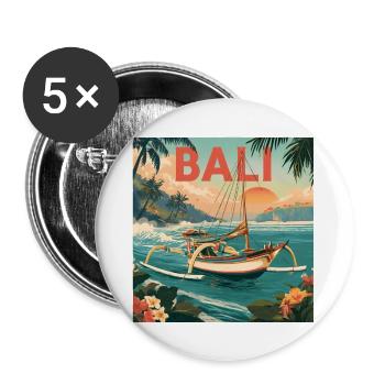 Bali Segeltraum am Inselparadies - Buttons groß 56 mm (5er Pack) - Weiß - Vorne