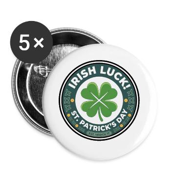 Shamrock Lucky Saint-Patrick - Lot de 5 grands badges (56 mm) - blanc - Devant