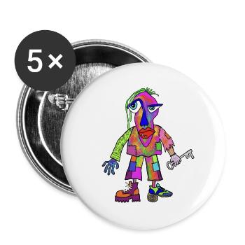 Figurine colorée - Lot de 5 grands badges (56 mm) - blanc - Devant