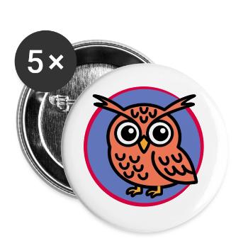 Cartoon-Eule - Buttons groß 56 mm (5er Pack) - Weiß - Vorne