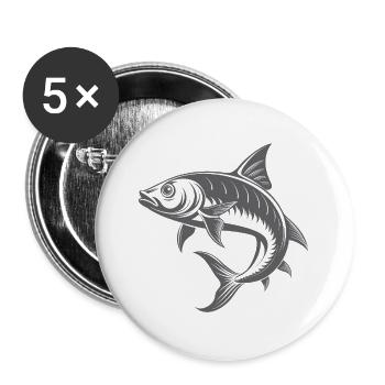 Tarponfisch - Buttons groß 56 mm (5er Pack) - Weiß - Vorne