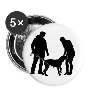 Hundebesitzer - Buttons groß 56 mm (5er Pack) - Weiß - Vorne