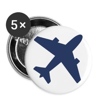 Airplane Solid Icon Aviation Flight Travel Aircraf - Buttons groß 56 mm (5er Pack) - Weiß - Vorne