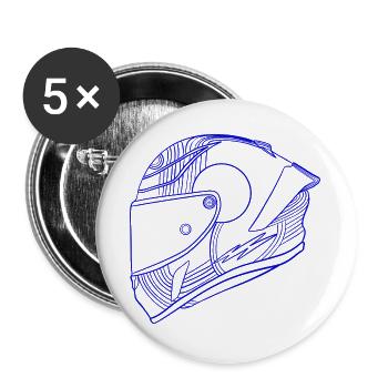 Neon blau Helm - Visier - Buttons groß 56 mm (5er Pack) - Weiß - Vorne