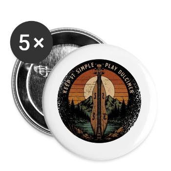 Dulcimer Musicien de Dulcimer Instrument pincé - Lot de 5 grands badges (56 mm) - blanc - Devant