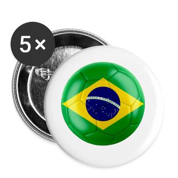 BRAZIL'S FLAG ON A FOOTBALL - Buttons large 2.2''/56 mm (5-pack) - white - Front