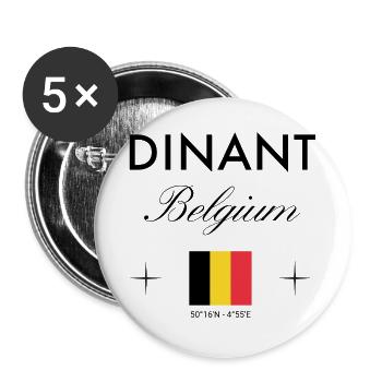 Dinant Belgien Koordinaten Reise Souvenir - Buttons groß 56 mm (5er Pack) - Weiß - Vorne