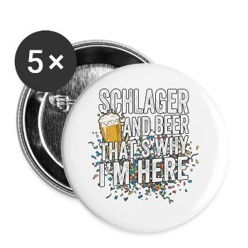 Schlager Und Bier - Buttons groß 56 mm (5er Pack) - Weiß - Vorne
