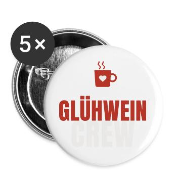 Glühwein Crew Weihnachtsmarkt Tasse Team Winter - Buttons groß 56 mm (5er Pack) - Weiß - Vorne