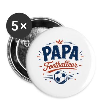 T-Shirt Papa Fußballer Geschenk Humor - Buttons groß 56 mm (5er Pack) - Weiß - Vorne