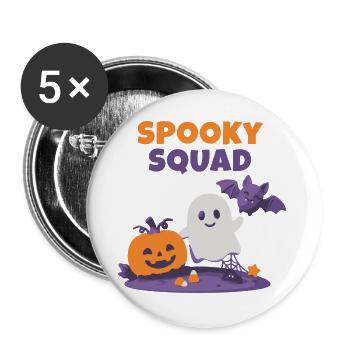 Spooky-Spooky Squad – Süßes Halloween T-Shsquad - Buttons groß 56 mm (5er Pack) - Weiß - Vorne