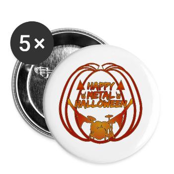 Happy Metal Halloween - Buttons groß 56 mm (5er Pack) - Weiß - Vorne