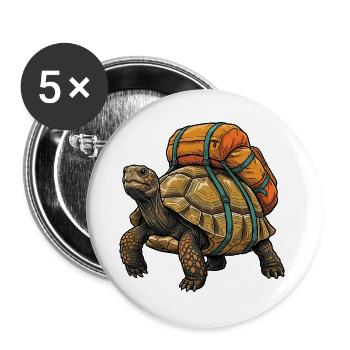 Wanderschildkröte – Outdoor-Abenteuer - Buttons groß 56 mm (5er Pack) - Weiß - Vorne