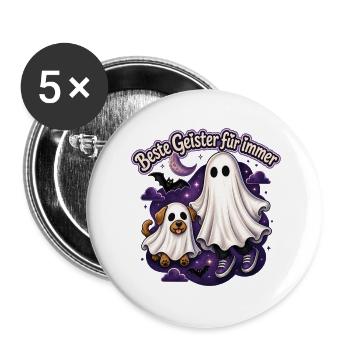 Geister-Bande - Buttons groß 56 mm (5er Pack) - Weiß - Vorne