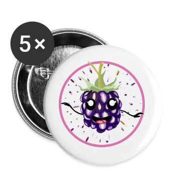 Kawaii Brombeere in Pink Circle - Buttons groß 56 mm (5er Pack) - Weiß - Vorne
