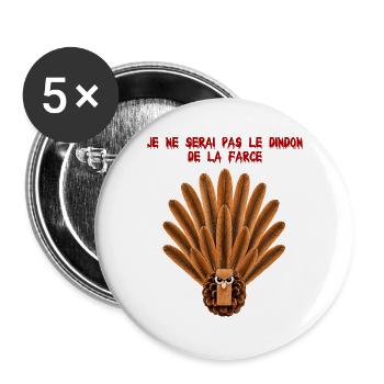 Dindon de Thanksgiving  - Lot de 5 grands badges (56 mm) - blanc - Devant