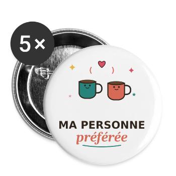 Ma Personne Préférée Tasses Amoureuses - Lot de 5 grands badges (56 mm) - blanc - Devant