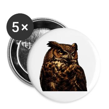 Wächter Eule - Buttons groß 56 mm (5er Pack) - Weiß - Vorne