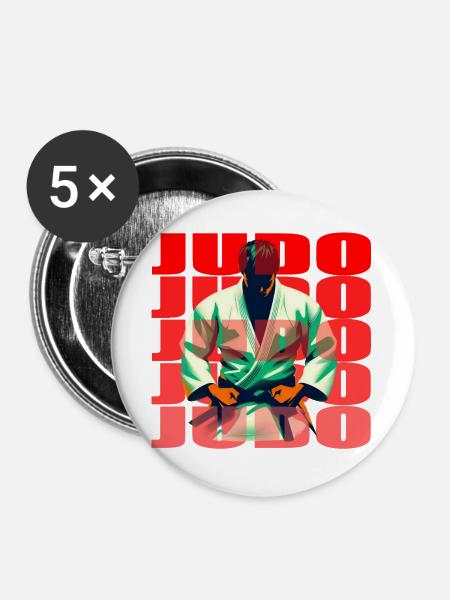 Judo - Buttons groß 56 mm (5er Pack) - Weiß