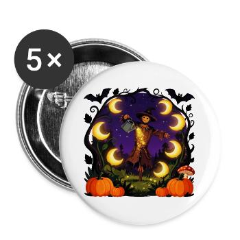 Mondbeschienene Halloween-Ernte - Buttons groß 56 mm (5er Pack) - Weiß - Vorne