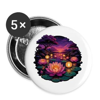 Lotus-Lichter am Abend - Buttons groß 56 mm (5er Pack) - Weiß - Vorne