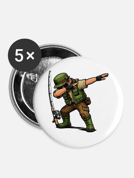 Dabbing Angler - Buttons groß 56 mm (5er Pack) - Weiß