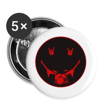 Rocker Drumset Silhouette Hände - Buttons groß 56 mm (5er Pack) - Weiß - Vorne