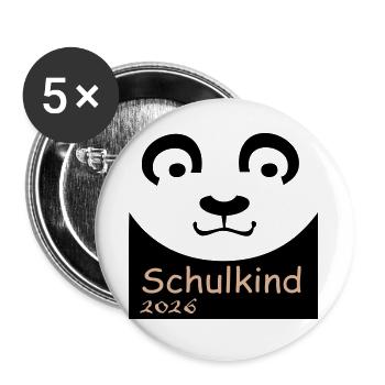 Schulkind 2026 - Buttons groß 56 mm (5er Pack) - Weiß - Vorne