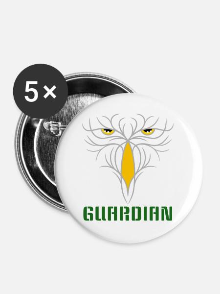 GUARDIAN - Taktisches Raubvogel-Design - Buttons groß 56 mm (5er Pack) - Weiß