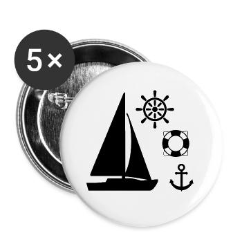 Segeln - Buttons groß 56 mm (5er Pack) - Weiß - Vorne