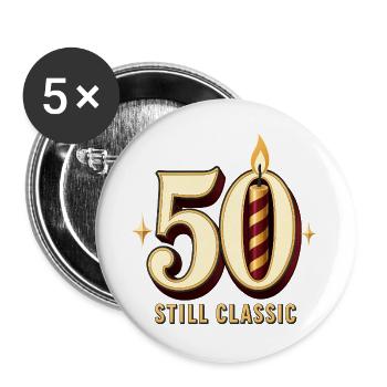 50. Geburtstag, 50 Immer noch Klassisch Lustig, 50 G Geburtstag - Buttons groß 56 mm (5er Pack) - Weiß - Vorne