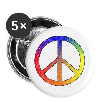 Frieden in Regenbogenfarben - Buttons groß 56 mm (5er Pack) - Weiß - Vorne
