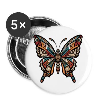 Geometric Tribal Butterfly - Buttons large 2.2''/56 mm (5-pack) - white - Front
