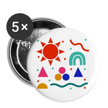 Lebendige Geometrie Sonnenfarben Muster - Buttons groß 56 mm (5er Pack) - Weiß - Vorne