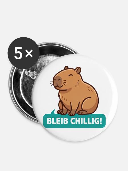 Bleib Chillig CapybaraBleib Chillig Capybara - Buttons groß 56 mm (5er Pack) - Weiß