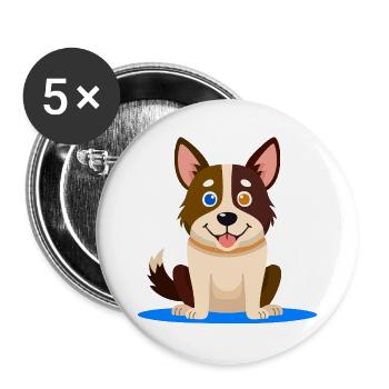Kleiner bunter Hund (Comic) - Buttons groß 56 mm (5er Pack) - Weiß - Vorne