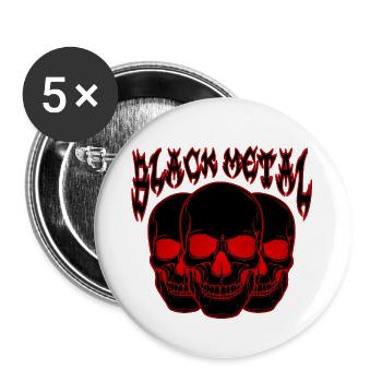 Dreifacher Totenkopf Gothic - Buttons groß 56 mm (5er Pack) - Weiß - Vorne