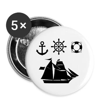 Segeln - Buttons groß 56 mm (5er Pack) - Weiß - Vorne