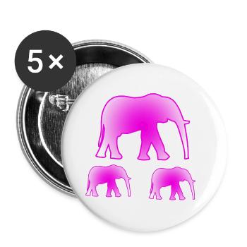 Elefanten - Buttons groß 56 mm (5er Pack) - Weiß - Vorne